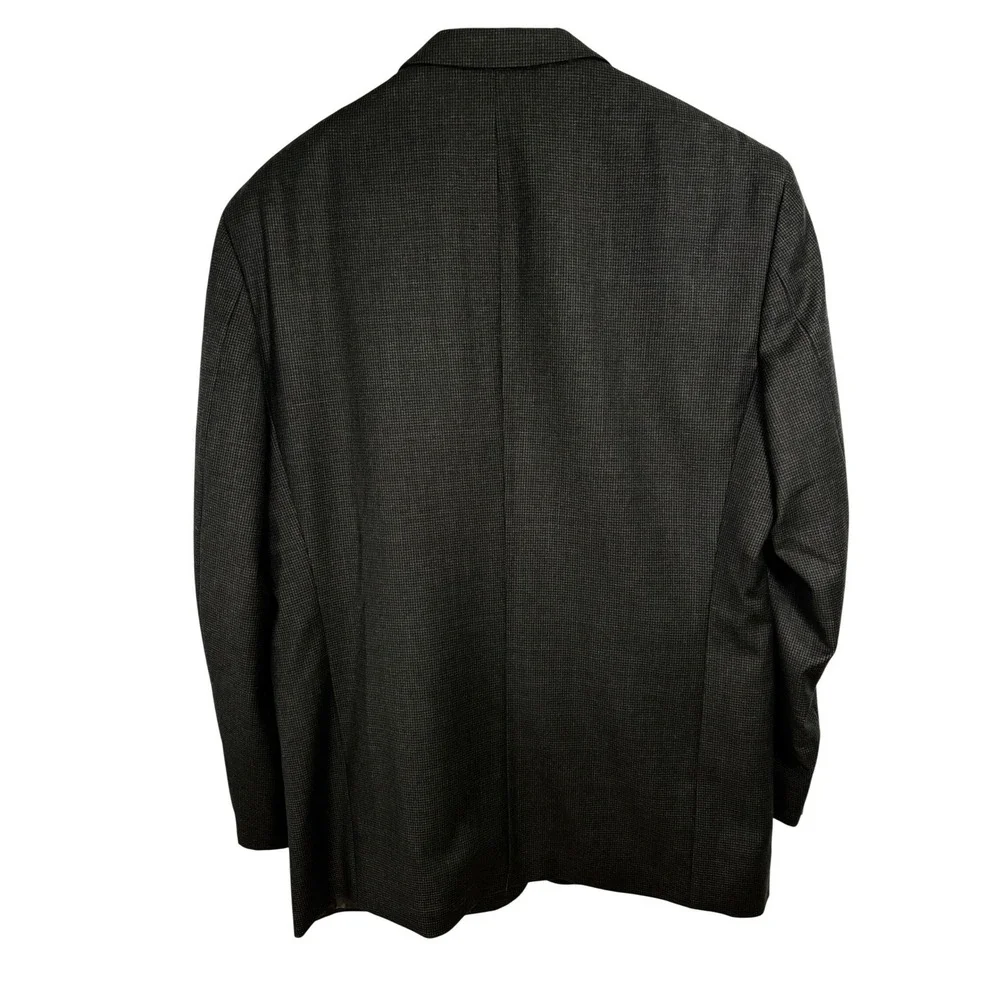 Jones New York Mens 42R Blazer Wool Cashmere Worsted Grey Houndstooth Sport Coat